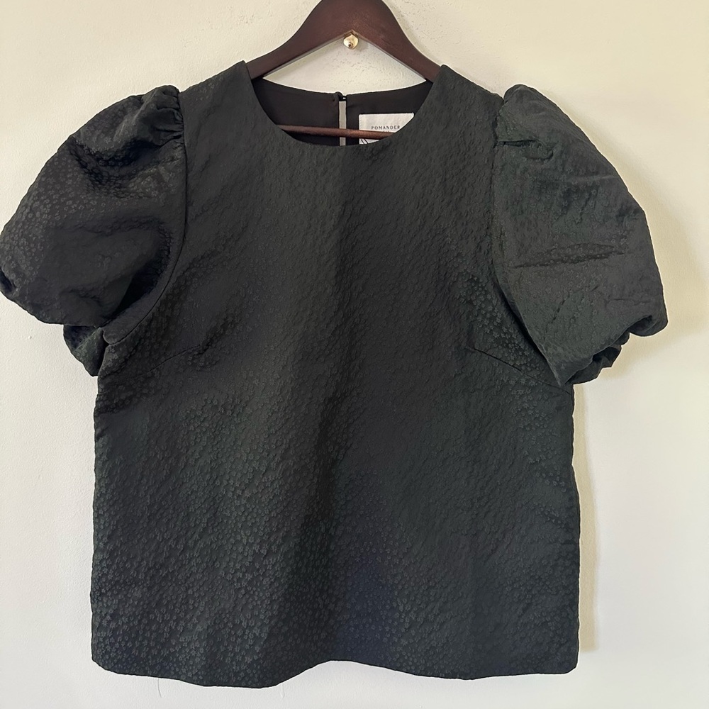 Pomander Place by Tuckernuck Jacquard Lyla Blouse Puff Sleeve Color: Black - Picture 2 of 9